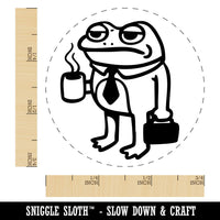 Sad Business Frog Coffee Suitcase Tie Self-Inking Rubber Stamp for Stamping Ink Stamper Crafting Planners