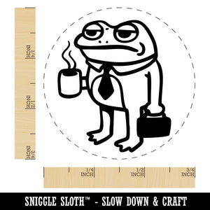Sad Business Frog Coffee Suitcase Tie Self-Inking Rubber Stamp for Stamping Ink Stamper Crafting Planners