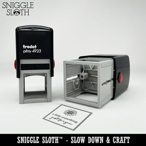 Happy Belated Birthday Sloth Friend with Present Self-Inking Rubber Stamp Ink Stamper