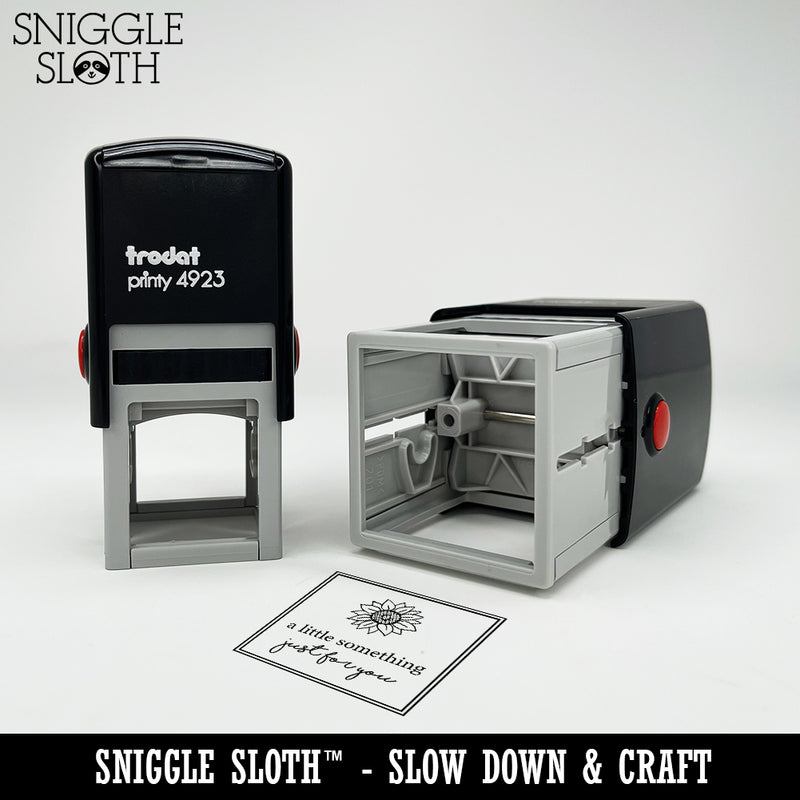 Happy Belated Birthday Sloth Friend with Present Self-Inking Rubber Stamp Ink Stamper