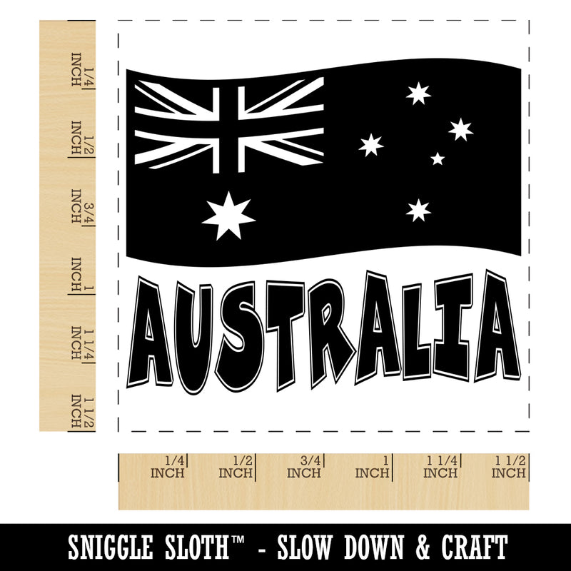 Australia with Waving Flag Cute Self-Inking Rubber Stamp Ink Stamper