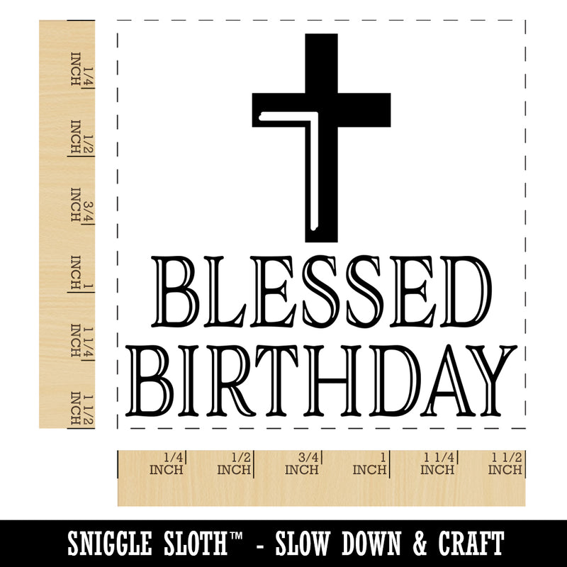 Blessed Birthday with Cross Self-Inking Rubber Stamp Ink Stamper