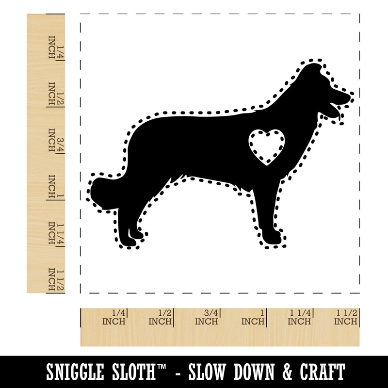 Border Collie Dog with Heart Self-Inking Rubber Stamp Ink Stamper