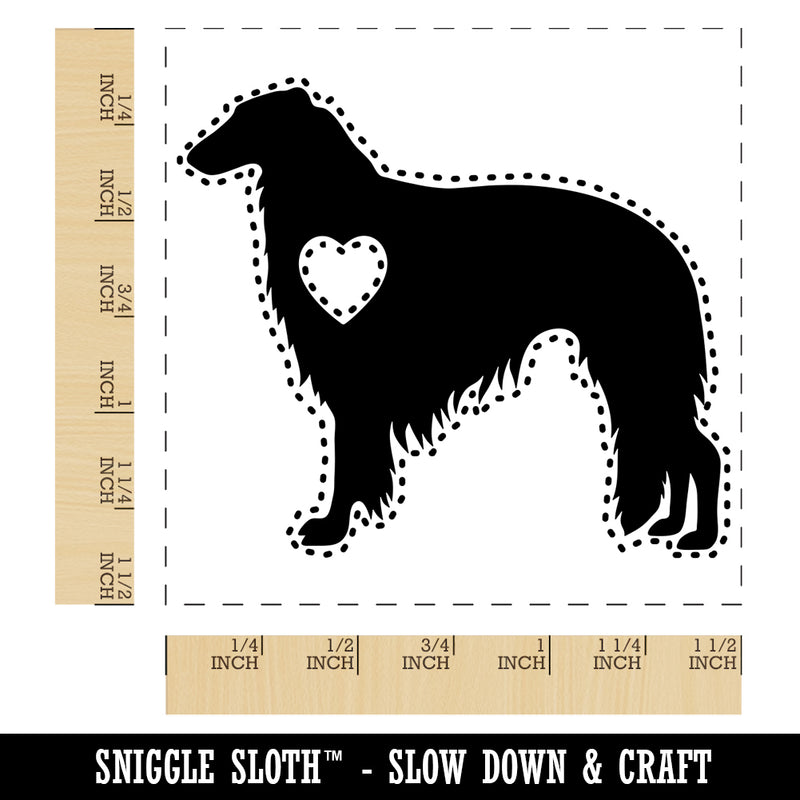 Borzoi Russian Wolfhound Dog with Heart Self-Inking Rubber Stamp Ink Stamper