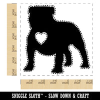 Bulldog English British Dog with Heart Self-Inking Rubber Stamp Ink Stamper