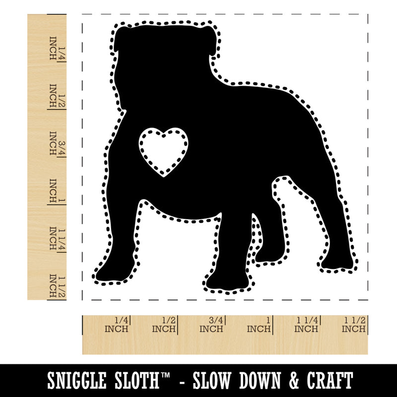 Bulldog English British Dog with Heart Self-Inking Rubber Stamp Ink Stamper