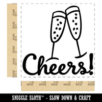 Cheers Champagne Toast Cursive Text Self-Inking Rubber Stamp Ink Stamper