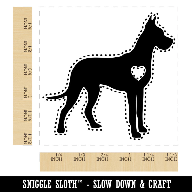 Great Dane Dog with Heart Self-Inking Rubber Stamp Ink Stamper