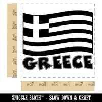 Greece with Waving Flag Cute Self-Inking Rubber Stamp Ink Stamper