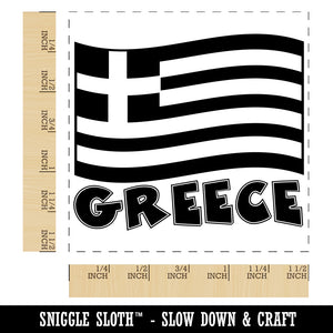 Greece with Waving Flag Cute Self-Inking Rubber Stamp Ink Stamper