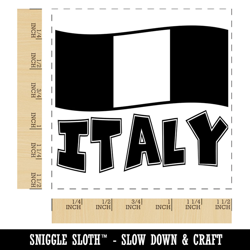 Italy with Waving Flag Cute Self-Inking Rubber Stamp Ink Stamper