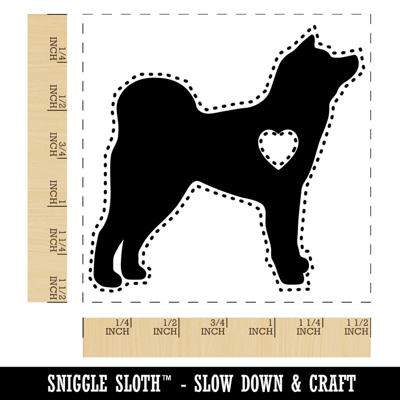 Japanese Akita Dog with Heart Self-Inking Rubber Stamp Ink Stamper