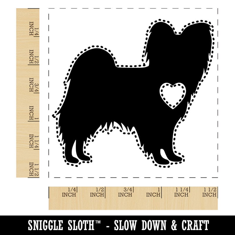 Papillon Continental Toy Spaniel Dog with Heart Self-Inking Rubber Stamp Ink Stamper