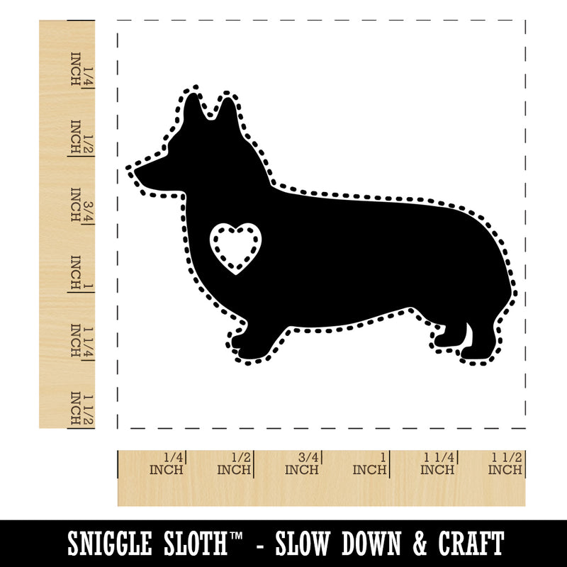 Pembroke Welsh Corgi Dog with Heart Self-Inking Rubber Stamp Ink Stamper