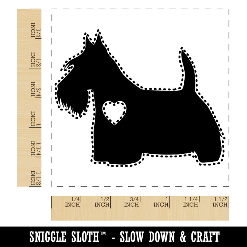 Scottish Terrier Scottie Dog with Heart Self-Inking Rubber Stamp Ink Stamper