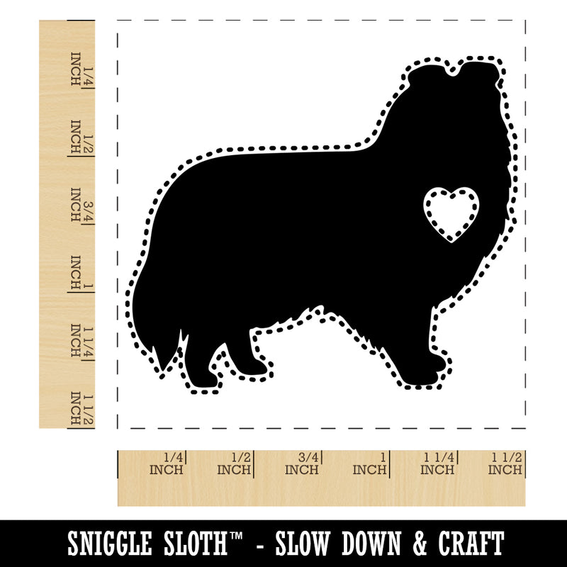 Shetland Sheepdog Sheltie Dog with Heart Self-Inking Rubber Stamp Ink Stamper