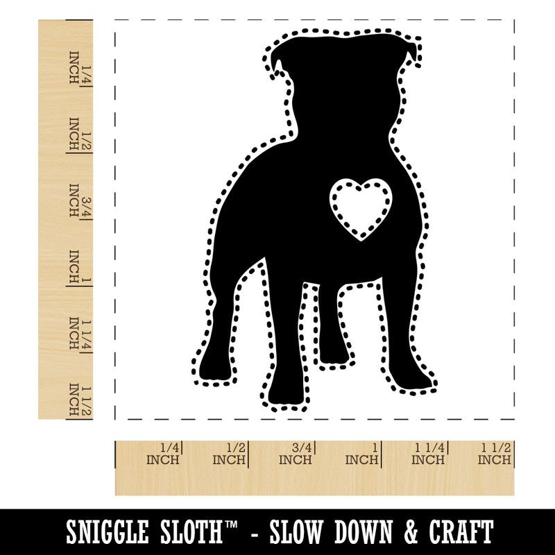Staffordshire Bull Terrier Dog with Heart Self-Inking Rubber Stamp Ink Stamper