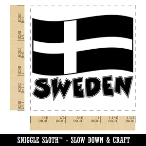 Sweden with Waving Flag Cute Self-Inking Rubber Stamp Ink Stamper