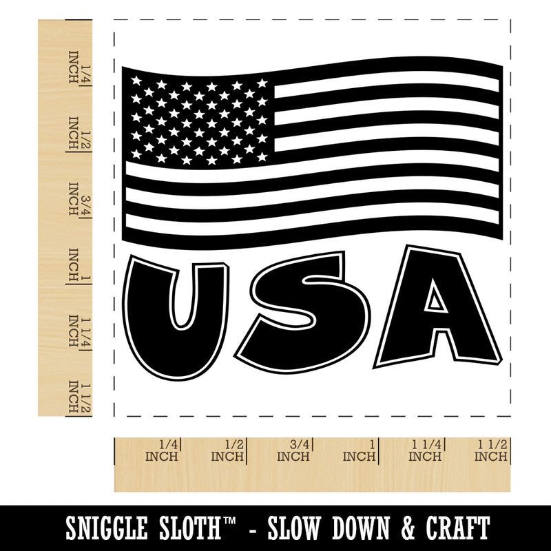 USA United States of America with Waving Flag Cute Self-Inking Rubber Stamp Ink Stamper