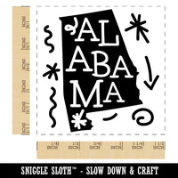 Alabama State with Text Swirls Self-Inking Rubber Stamp Ink Stamper