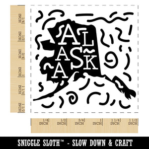 Alaska State with Text Swirls Self-Inking Rubber Stamp Ink Stamper