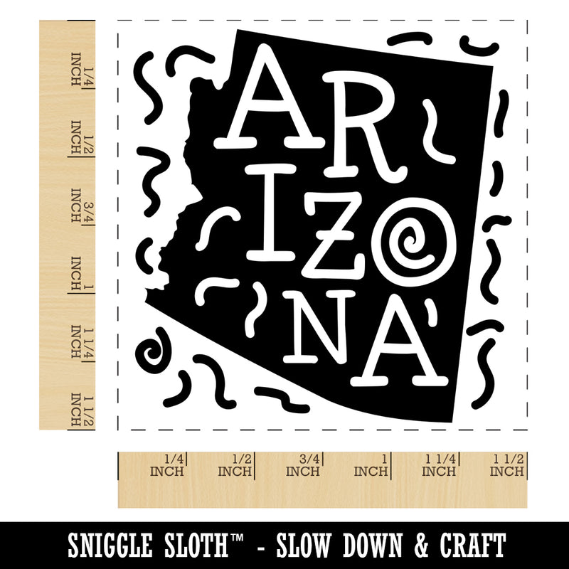 Arizona State with Text Swirls Self-Inking Rubber Stamp Ink Stamper