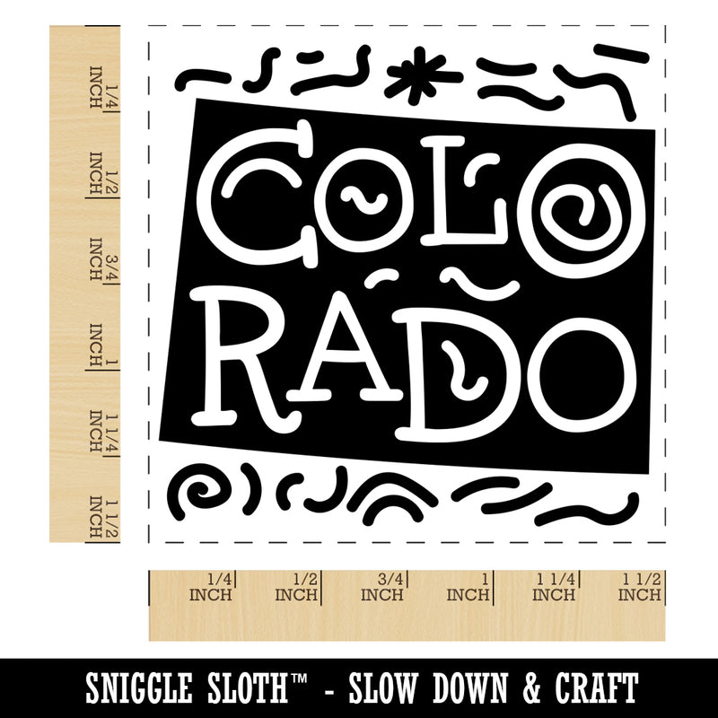 Colorado State with Text Swirls Self-Inking Rubber Stamp Ink Stamper