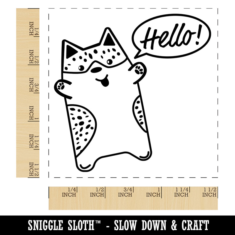 Corgi Dog Hello Doodle Self-Inking Rubber Stamp Ink Stamper