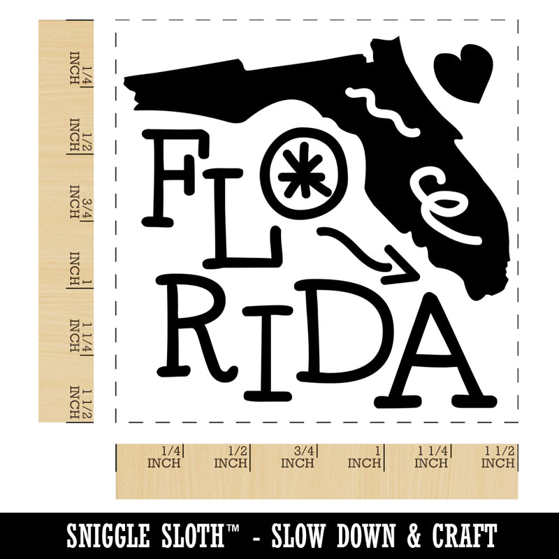 Florida State with Text Swirls Self-Inking Rubber Stamp Ink Stamper