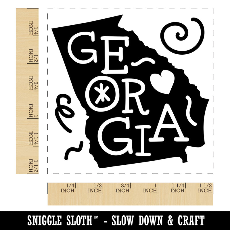 Georgia State with Text Swirls Self-Inking Rubber Stamp Ink Stamper