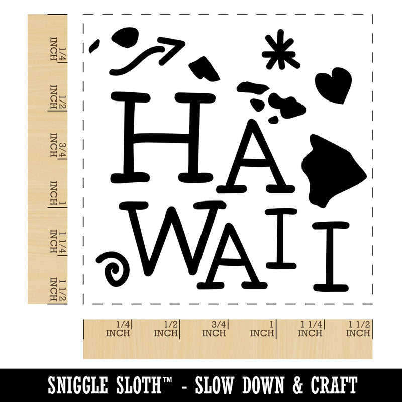 Hawaii State with Text Swirls Self-Inking Rubber Stamp Ink Stamper