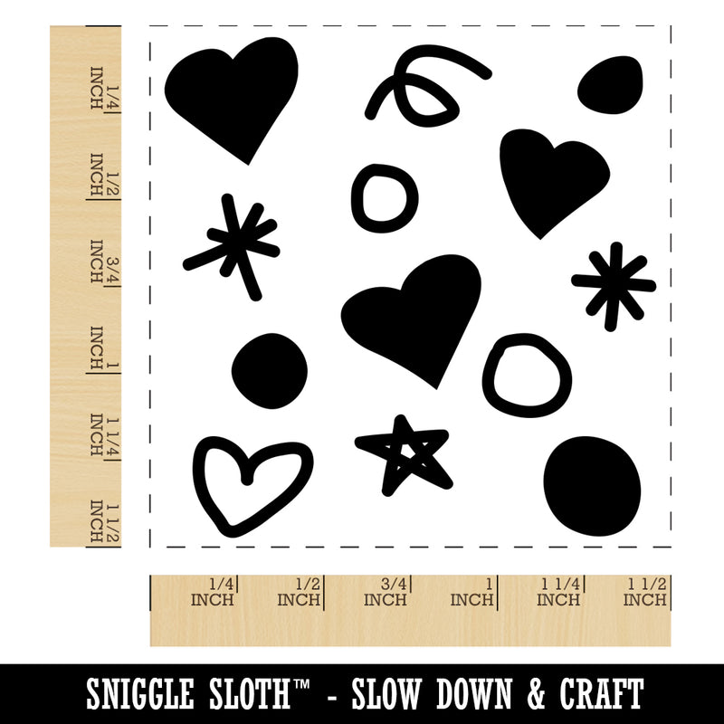Hearts Dots Squiggles Celebration Background Self-Inking Rubber Stamp Ink Stamper
