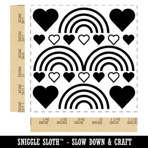 Hearts Rainbow Background Self-Inking Rubber Stamp Ink Stamper
