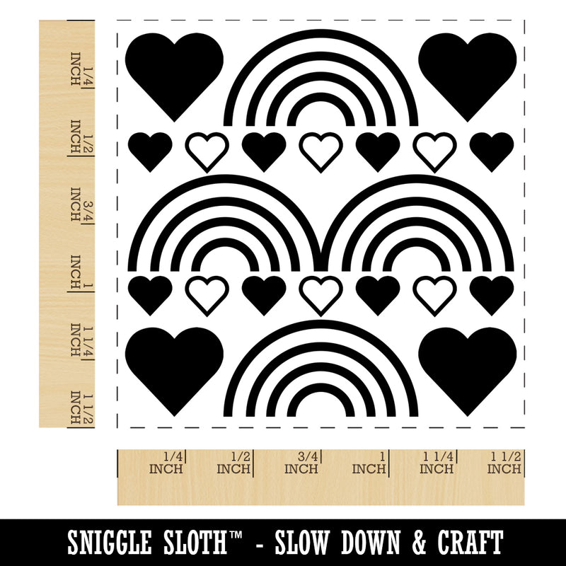Hearts Rainbow Background Self-Inking Rubber Stamp Ink Stamper