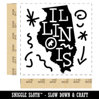 Illinois State with Text Swirls Self-Inking Rubber Stamp Ink Stamper