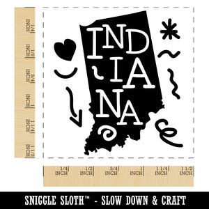 Indiana State with Text Swirls Self-Inking Rubber Stamp Ink Stamper