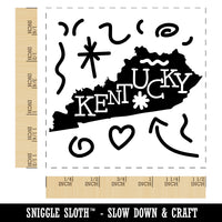 Kentucky State with Text Swirls Self-Inking Rubber Stamp Ink Stamper