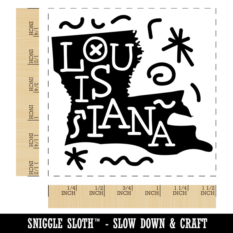 Louisiana State with Text Swirls Self-Inking Rubber Stamp Ink Stamper