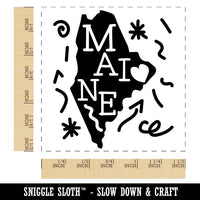 Maine State with Text Swirls Self-Inking Rubber Stamp Ink Stamper