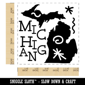 Michigan State with Text Swirls Self-Inking Rubber Stamp Ink Stamper