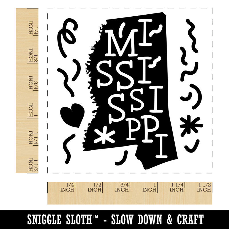 Mississippi State with Text Swirls Self-Inking Rubber Stamp Ink Stamper