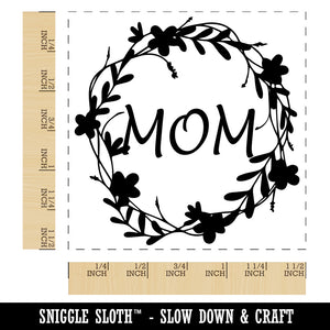 Mom Flower Wreath Mother's Day Self-Inking Rubber Stamp Ink Stamper