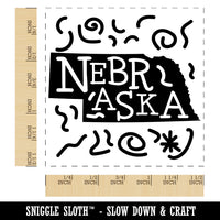 Nebraska State with Text Swirls Self-Inking Rubber Stamp Ink Stamper