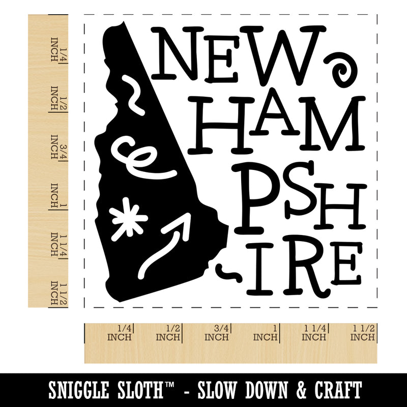 New Hampshire State with Text Swirls Self-Inking Rubber Stamp Ink Stamper