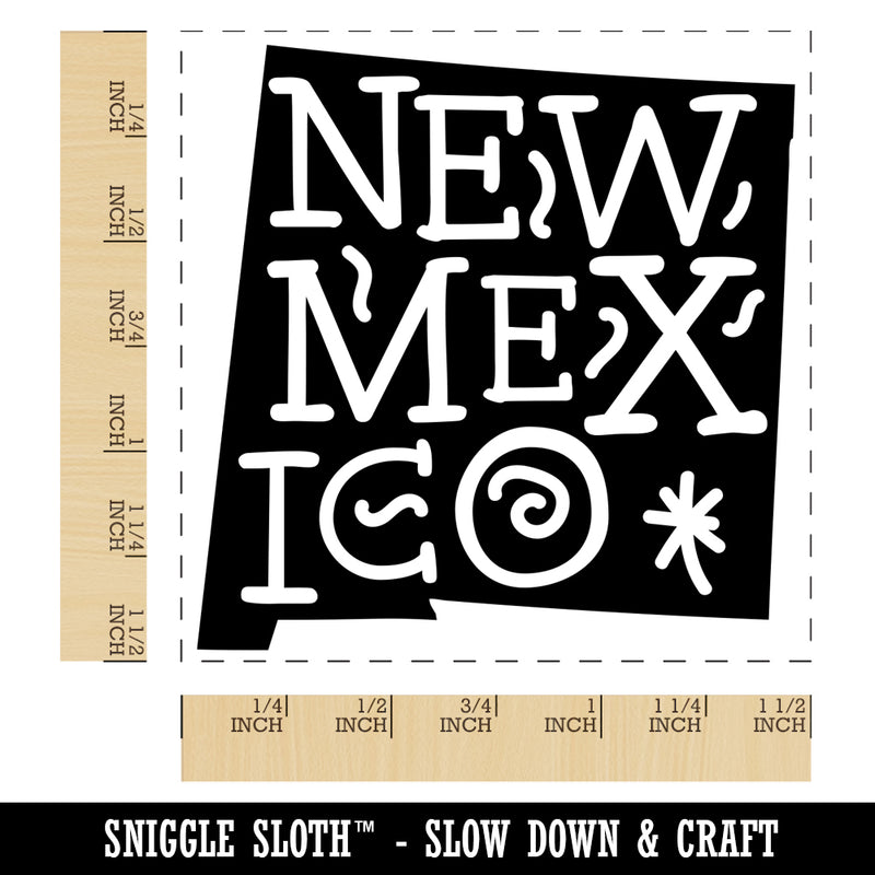 New Mexico State with Text Swirls Self-Inking Rubber Stamp Ink Stamper