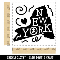 New York State with Text Swirls Self-Inking Rubber Stamp Ink Stamper