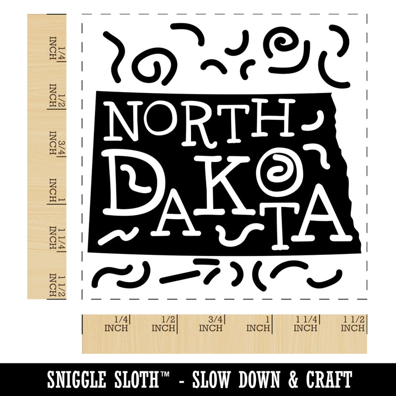 North Dakota State with Text Swirls Self-Inking Rubber Stamp Ink Stamper