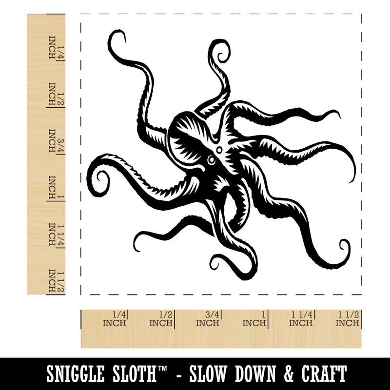 Octopus Old Timey Sketch Self-Inking Rubber Stamp Ink Stamper