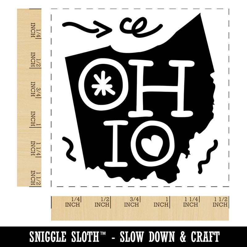 Ohio State with Text Swirls Self-Inking Rubber Stamp Ink Stamper