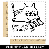 Reading Cat This Book Belongs To Self-Inking Rubber Stamp Ink Stamper